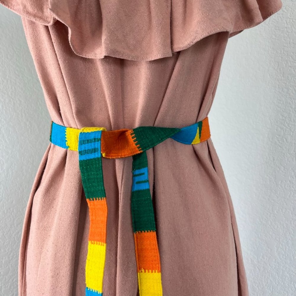 MX VTG Textile Woven Color Block Tie Belt